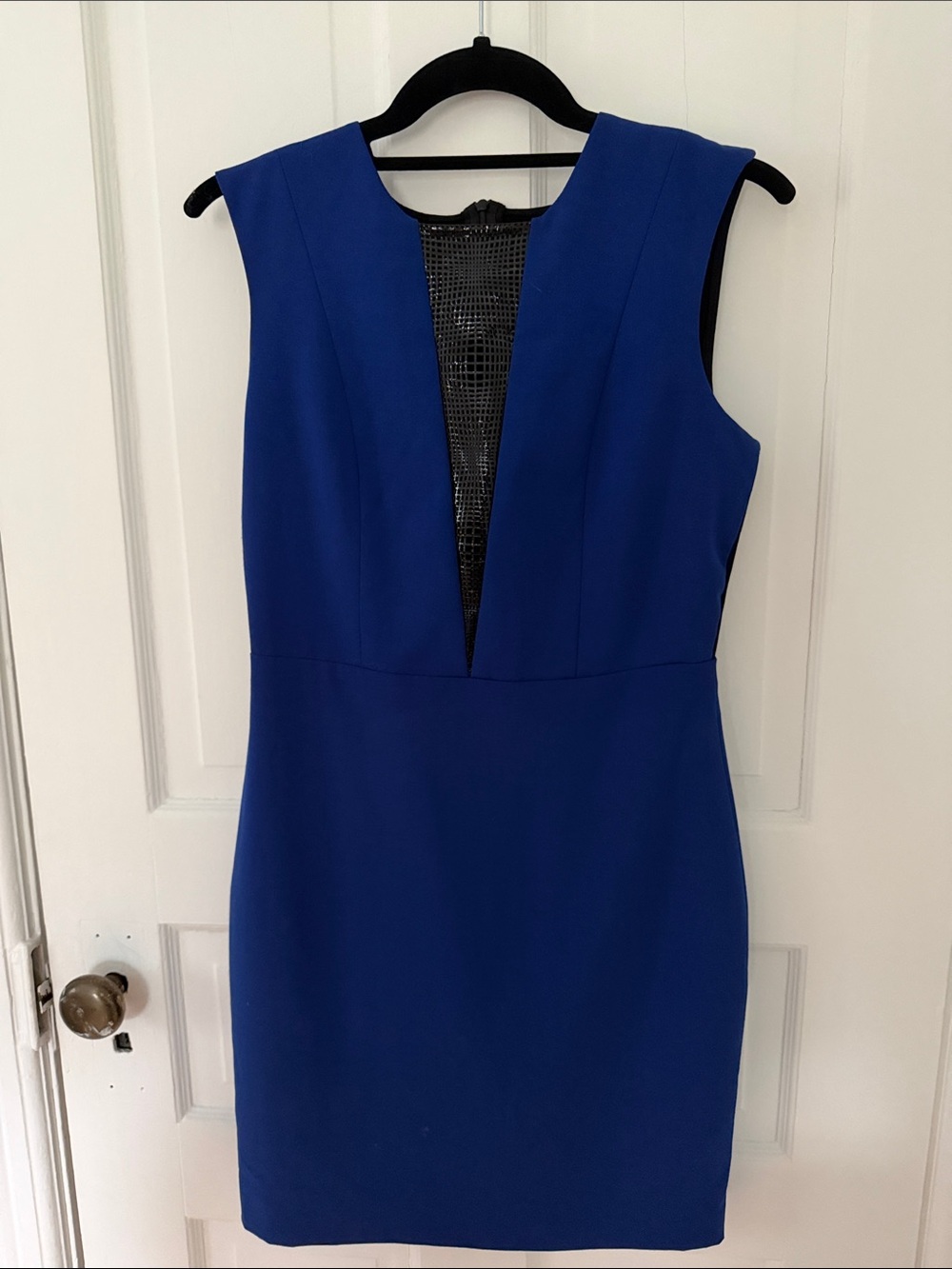 Mason Sleeveless Deep V Mini Dress in Cobalt Blue